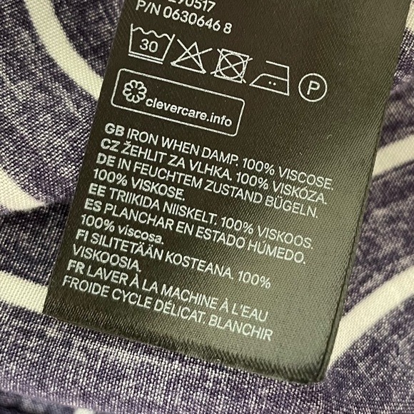 Divided Blue & White Striped Short Flutter Sleeve Cropped Blouse Top - Picture 7 of 7